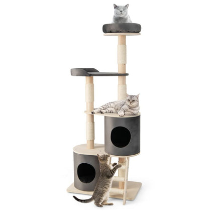 Cat Tree Tower Indoor Cats Wooden Kitten Activity Center Cat Furniture