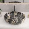 Bathroom Vanity Wash Basin Sink Countertop Oval Curve Black Marble Effect Modern