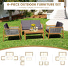 4Pcs Rattan Patio Garden Furniture Table Chairs Set Outdoor Furniture w/Cushions