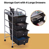 4-Drawer Mobile Storage Trolley Cart w/4 Removable Plastic Drawer Large Capacity
