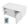 Coffee Table with Storage Shelves RGB LED Light Wood Living Room Side End Table