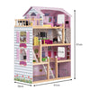Wooden Kids 3 Storey Doll House With Furniture Accessories Mansion Playhouse Toy