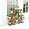 9 Tier Wood Plant Stand Holder Book Shelf Carbonized Ladder Pot Display Balconie