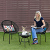 3PCS Patio Furniture Set Outdoor PE Rattan Woven Patio Chairs Set W/ Glass Table