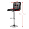 2Pcs Black Barstools Faux Leather Gas Lift Bar Chair Height Adjustable Modern