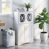 Bathroom Storage Floor Cabinet Freestanding Wooden Storage Cupboard with 4 Doors