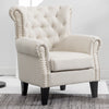 Linen Chesterfield Armchair Rhombic Fabric Upholstered Living Room Lounge Chair