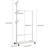 Wooden Clothes Rail Rack Garment Hanging Display Coat Storage Shelf Stand Wheels