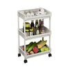 3 Layers Kitchen Trolley PP Plastic with Wheels Rolling Cart Storage Bathroom