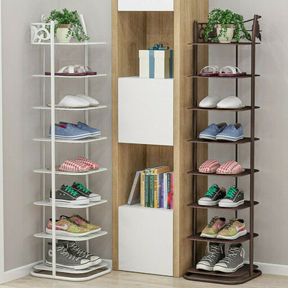 8 Tier Detached Metal Shoe Rack Stand Storage Shelf Organiser Home Decor Door UK