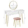 Dressing Table Stool with 360° Swiveling Mirror 3 Drawers Makeup Desk Dresser