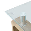 Tempered Glass Coffee Table Shelf Rectangle Livingroom Wood effect Legs