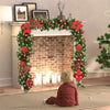 Pre-Lit Decorated Christmas Garland with Lights Red Ball Xmas Festival Tree 2.7M