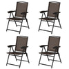 Set of 4 Patio Folding Chairs Portable Garden Deck Lounge Armchairs Adjustable