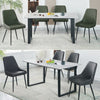 150cm Dining Table Set and 4 PU Leather Chairs Kitchen Marble Effect Grey Table