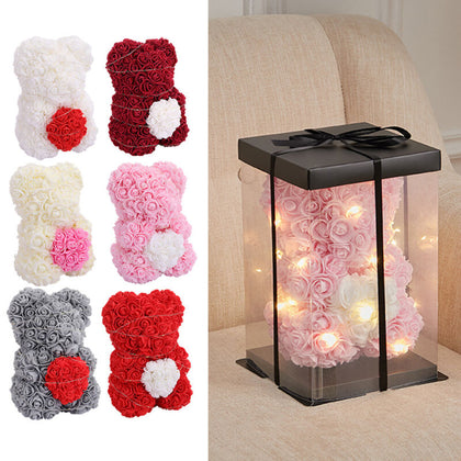 LED FOAM ROSE BEAR ARTIFICIAL FLOWER ROSE TEDDY BEAR DOLL FADDISH LOVE GIFT BOX