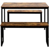 3PCS Dining Table and 2 Benches Set Kitchen Furniture Space-Saving Table Chairs