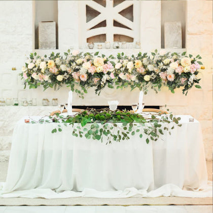 Artificial Silk Champagne Flower Row Wall Panel Wedding Supply Background Decor