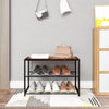 2 Tier Shoe Rack Bench Industrial Style Wooden Shoe Storage Bench & Seat