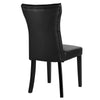 2/4 PCS Black Faux Leather Dining Chairs Set Curved High Back Button Padded Seat