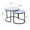 Set of 2 Modern Nesting Coffee Table Round Accent Cafe Table White Marble Effect