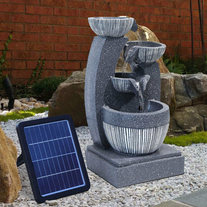 Solar Power Water Feature LED Light Outdoor Garden Fountain Cascade Ornament