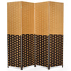 Folding 4 Panel Room Divider Hand-woven Fiber Room Partition Separator Privacy