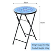 Folding Mosaic Side Table Round Bistro End Table W/ Ceramic Tile Top Plant Stand