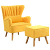 Yellow Scallop Shell Wing Back Armchair Single Sofa Chair With Footstool Suite