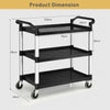 Rolling 3 Tier Serving Cart Kitchen Storage Trolley Utility Cart with Handles