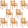 Outdoor Dining Chairs 8 pcs Solid Wood Acacia B7U3