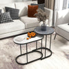 Nesting Coffee Tables Set of 2 Modern Snack End Table Faux Marble Top Side Table