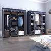 Grey Large Canvas Fabric Wardrobe with Hanging Rail Shelving Clothes 2 Styles