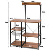 4-Tier Industrial Kitchen Baker’s Rack Utility Storage Shelf w/ Basket & Hooks
