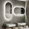 Oval Dimmable LED Backlit Bathroom Mirror Energy Saving Defog Wall Vanity Mirror