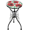 Iron/Glass Round Side Coffee Table Mosaic Design Garden Patio Flower Plant Stand