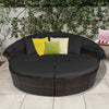Outdoor Rattan Daybed Patio Garden Sectional Furniture Set W/ Retractable Canopy