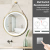 Large Round LED Bathroom Mirror Light Dimmable Anti-Fog Makeup Wall Mirror Gold