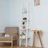 4 Tier Wooden Leaning Ladder Shelves Plant Stand Corner Storage Shelf Bookcase
