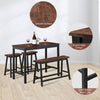 4PCS Dining Table & Chair Set Kitchen Furniture W/ Counter Table Bench & Stools