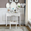 Folding Vanity Dressing Table 7 Drawers Makeup Table and Cushioned Stool Set