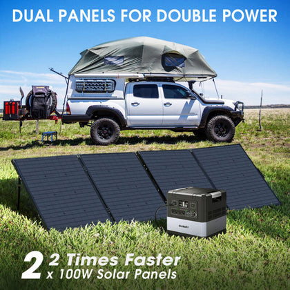 100W Foldable Tempered Glass Solar Panel with Solar Charging Cable Carrying Bag