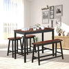 4PCS Dining Table & Chair Set Kitchen Furniture W/ Counter Table Bench & Stools