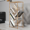 Stylish Golden Metal Bookcase Book Storage Display Rack Wire Organizer Bookshelf