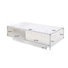 Modern High Gloss Coffee Table With Storage Drawer For Living Room White Black