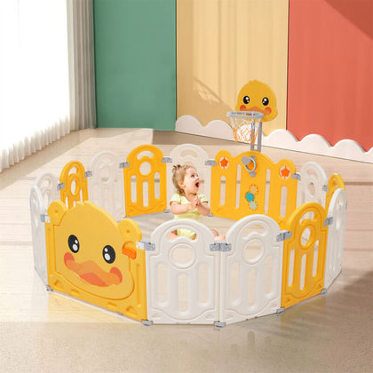 Foldable 12+2 Panels Baby Playpen Safety Yard Activity Center for Kids Toddlers