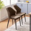 2 Pcs Dining Chair Grey Brown Cream Faux Leather Padded Chair Modern Living Room