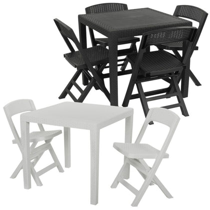 2,4pcGarden Plastic Patio Dining Whether Proof Table & Chairs Outdoors Furniture