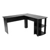 L Shape Corner Computer Table with Bookshelf Home Office Study Laptop Desk Black
