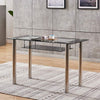 2 Tiers Tempered Glass Dining Table Metal Legs with Storage Shelf Dining Room